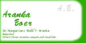 aranka boer business card